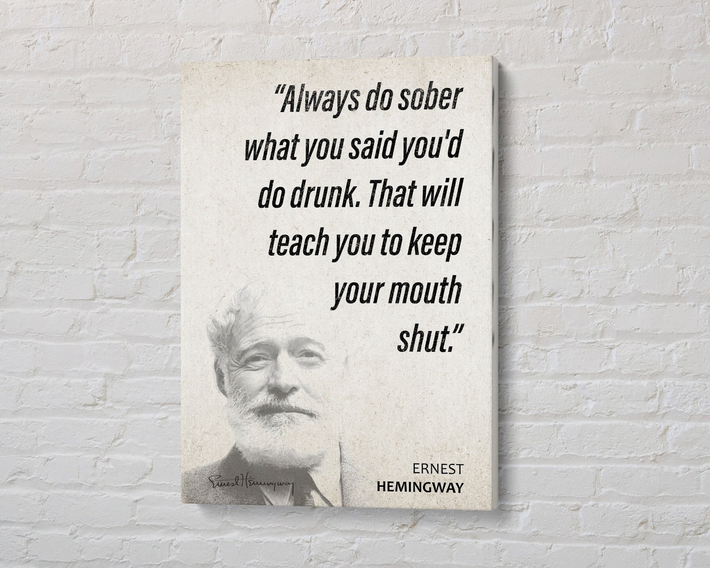 Ernest Hemingway Quote Wall Art | "Mouth Shut" Quote Poster, Quote Print, Quote Art, Book Quotes, Canvas Wall Art, Book Lover Gift