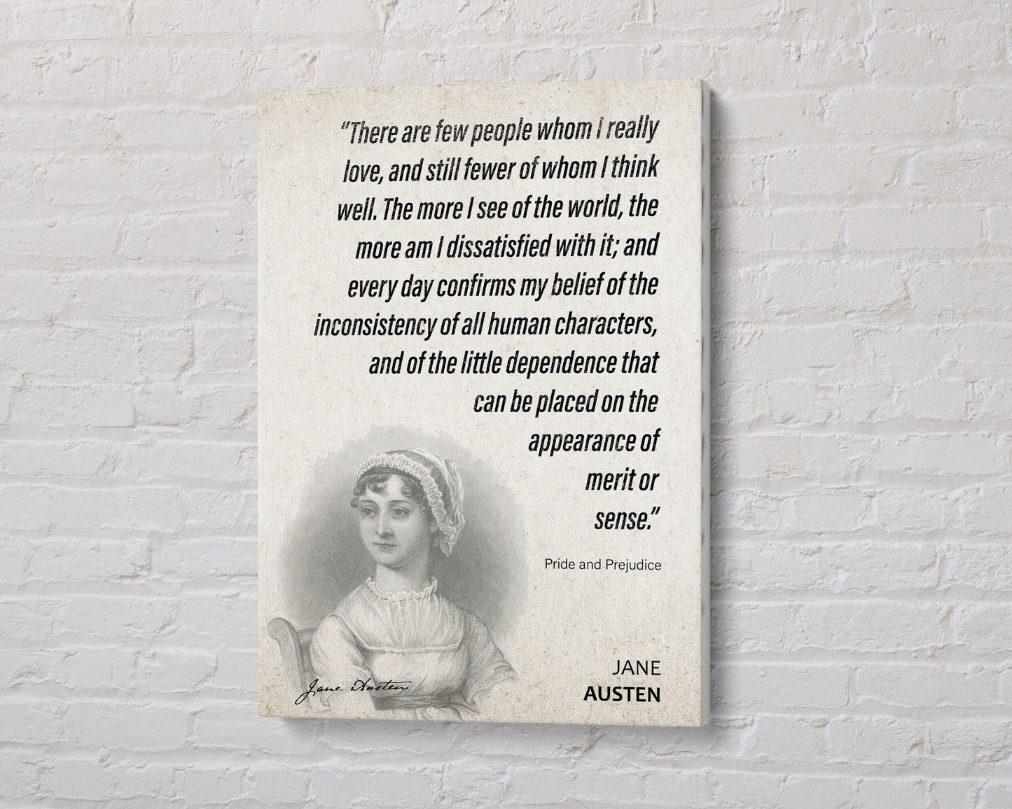 Jane Austen Quote Wall Art | "Merit of Sense" Pride and Prejudice Quote Poster, Quote Print, Quote Art, Book Quotes, Book Lover Gift