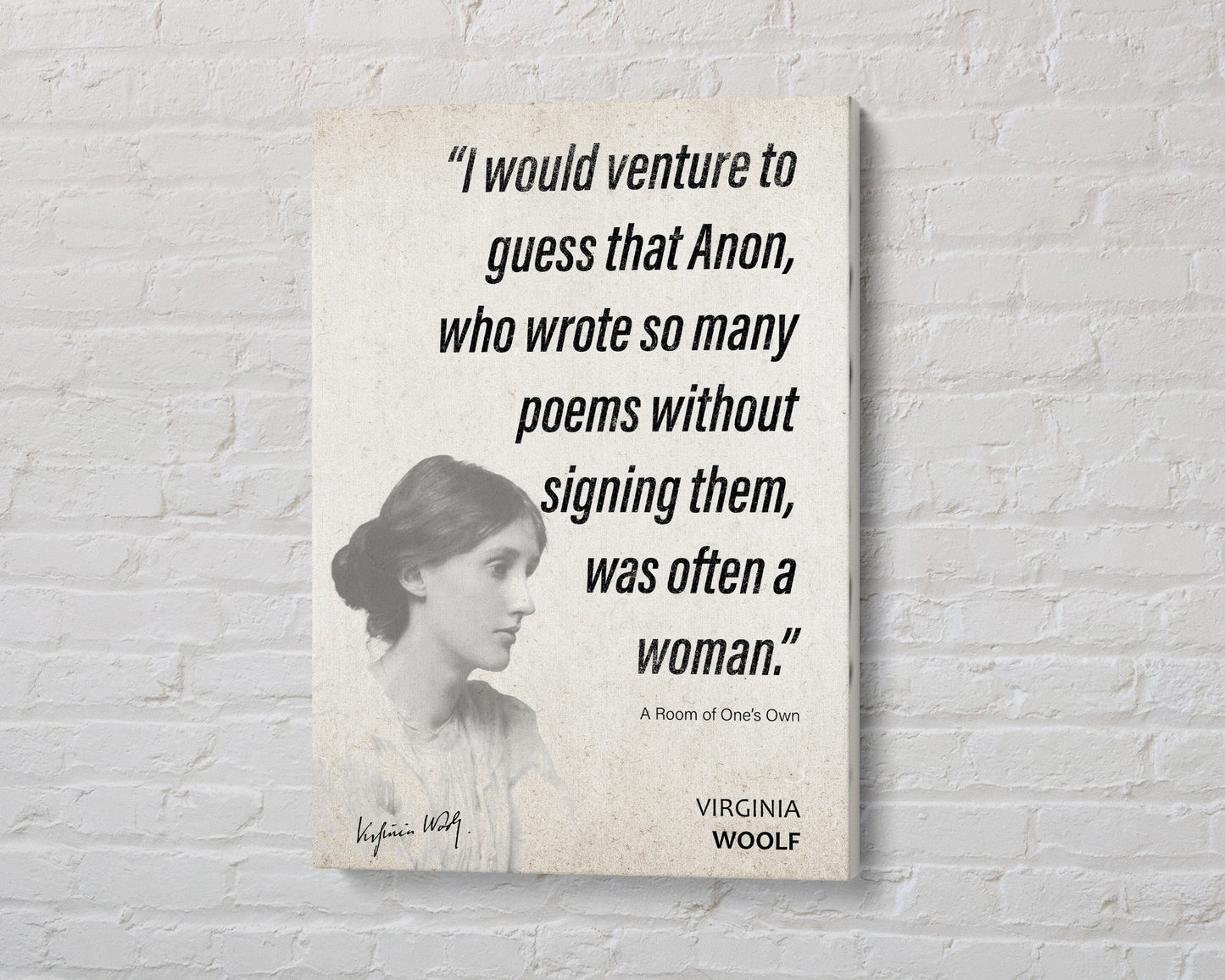 Virginia Woolf Quote Wall Art | "Anon" A Room of One's Own Quote Poster, Quote Print, Quote Art, Book Quotes, Book Lover Gift