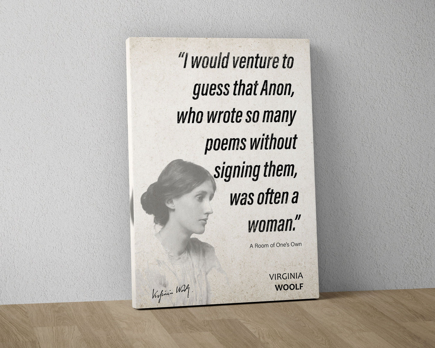 Virginia Woolf Quote Wall Art | "Anon" A Room of One's Own Quote Poster, Quote Print, Quote Art, Book Quotes, Book Lover Gift