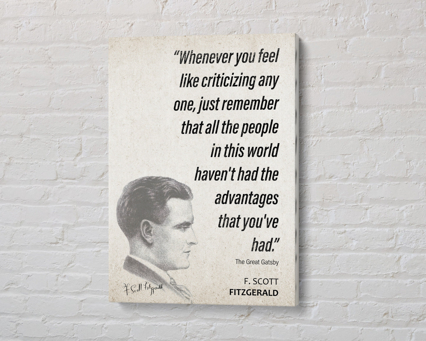 F. Scott Fitzgerald Quote Wall Art | The Great Gatsby Quote Poster, Quote Print, Quote Art, Book Quote, Canvas Wall Art, Book Lover Gift