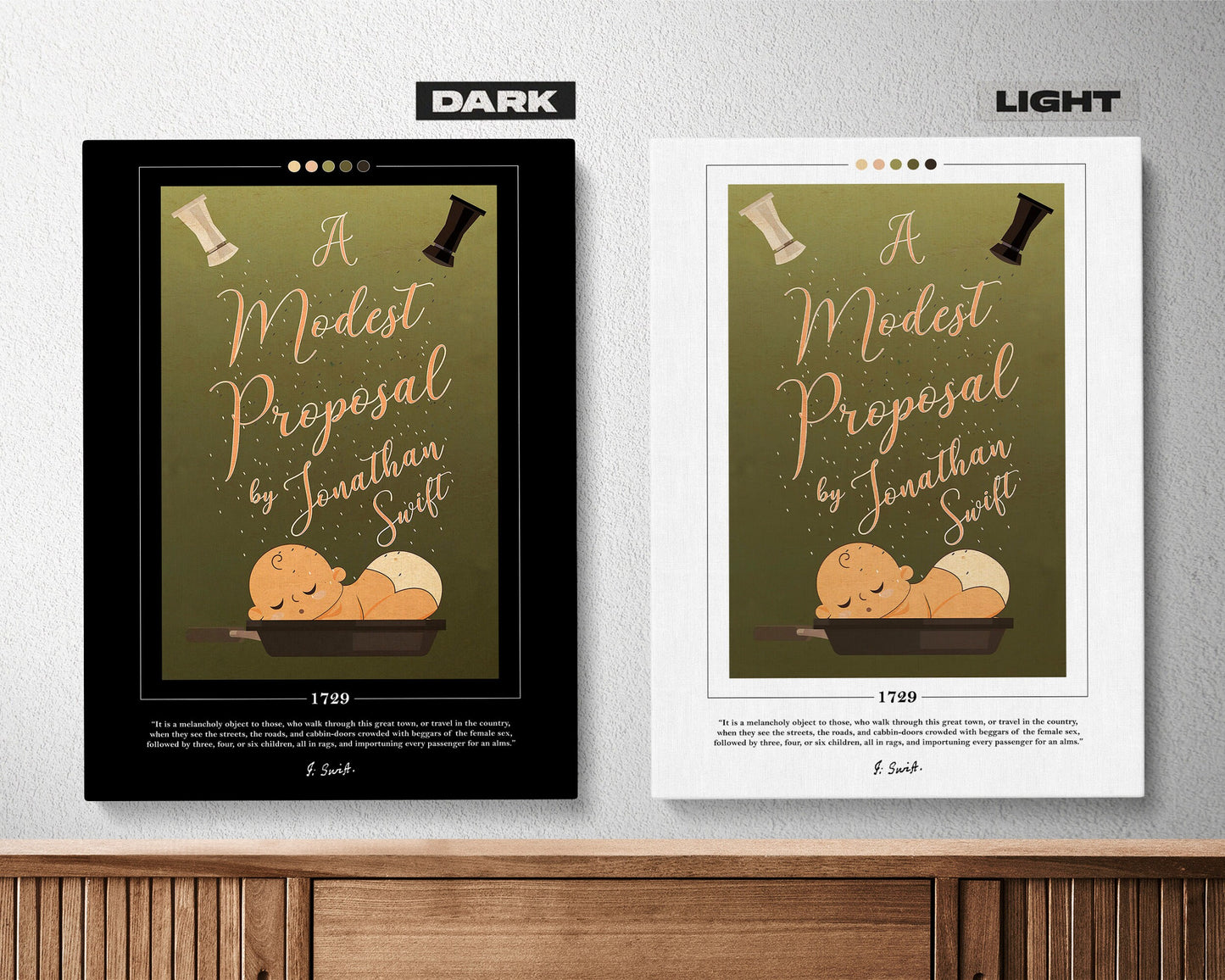 A Modest Proposal Book Cover Poster | Jonathan Swift, A Modest Proposal Poster, Book Posters, Book Art, Canvas Wall Art, Book Lover Gift