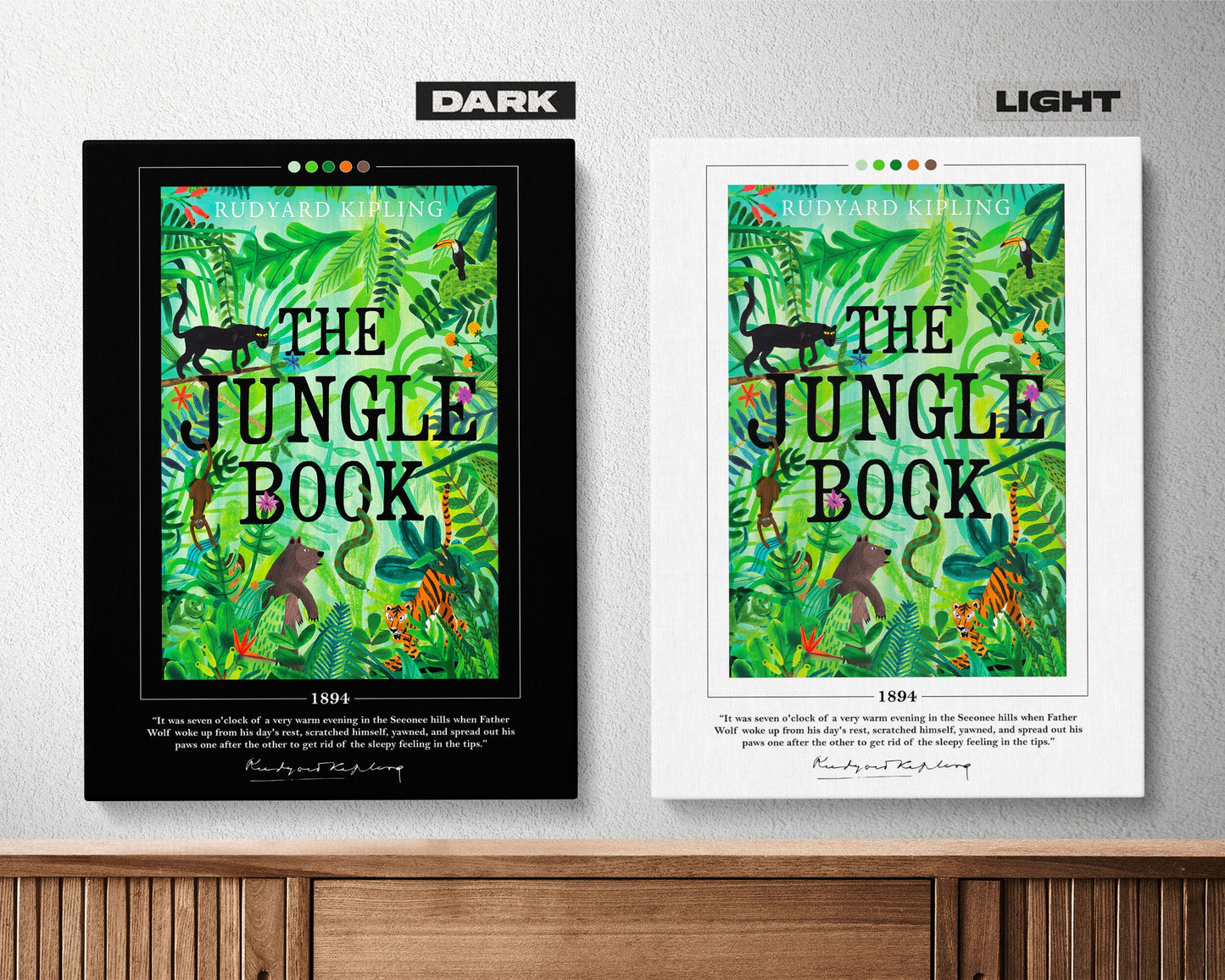 The Jungle Book Book Cover Poster | Rudyard Kipling, Jungle Book Poster, Jungle Book Print, Book Posters, Canvas Wall Art, Book Lover Gift