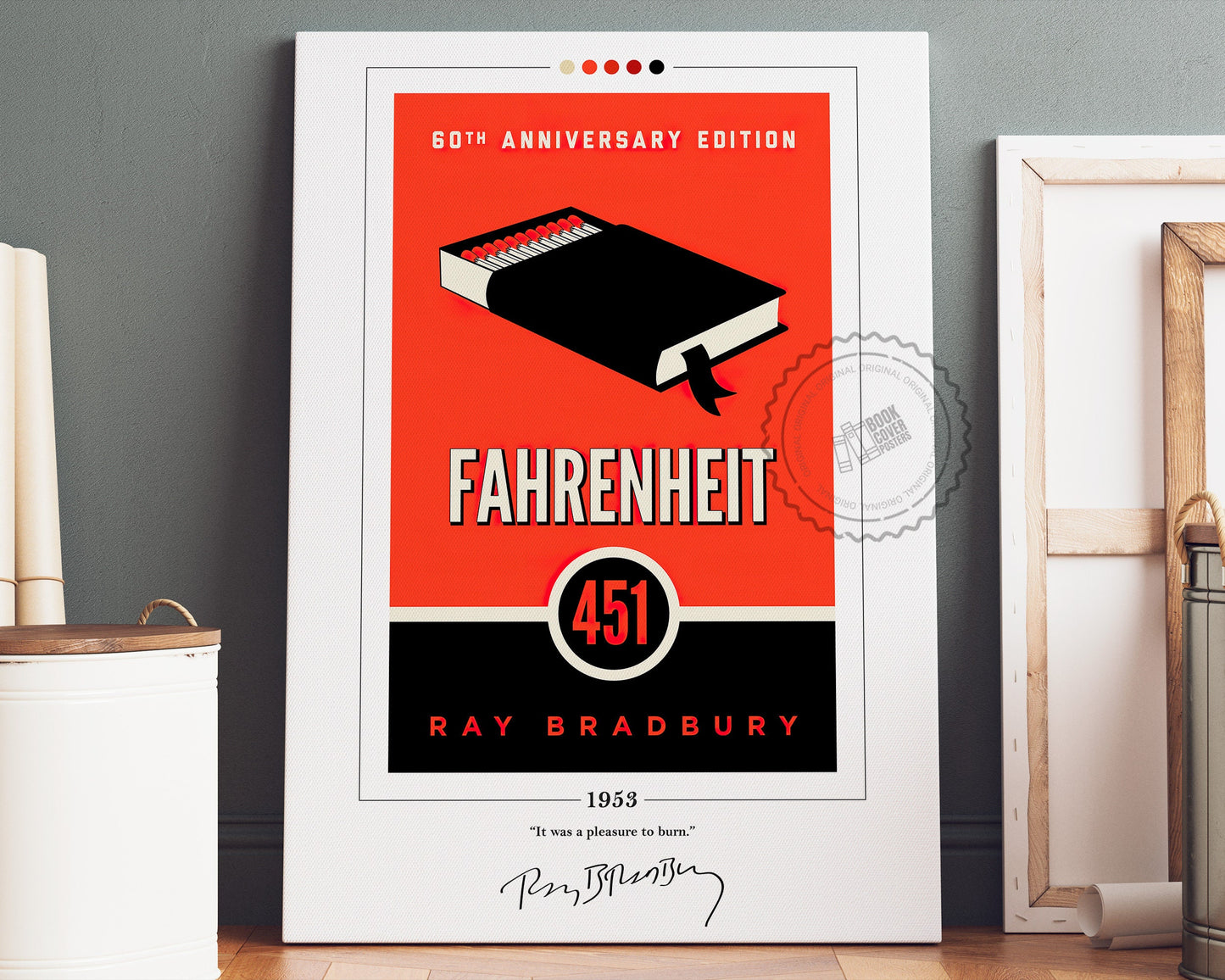 Fahrenheit 451 Book Cover Poster | Ray Bradbury, Fahrenheit 451 Poster, Fahrenheit 451 Print, Book Posters, Canvas Print, Book Lover Gift