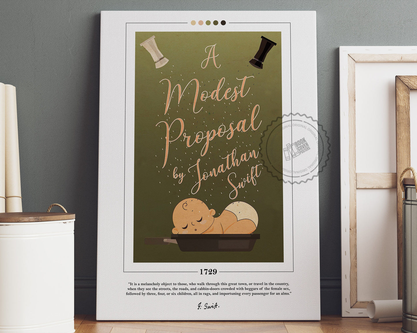 A Modest Proposal Book Cover Poster | Jonathan Swift, A Modest Proposal Poster, Book Posters, Book Art, Canvas Wall Art, Book Lover Gift