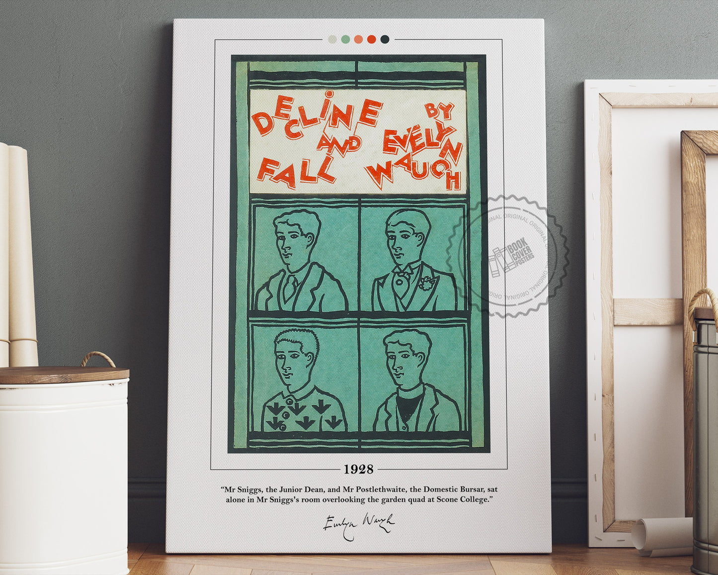 Decline and Fall Book Cover Poster | Evelyn Waugh, Decline and Fall Poster, Decline and Fall Print, Book Posters, Book Art, Book Lover Gift