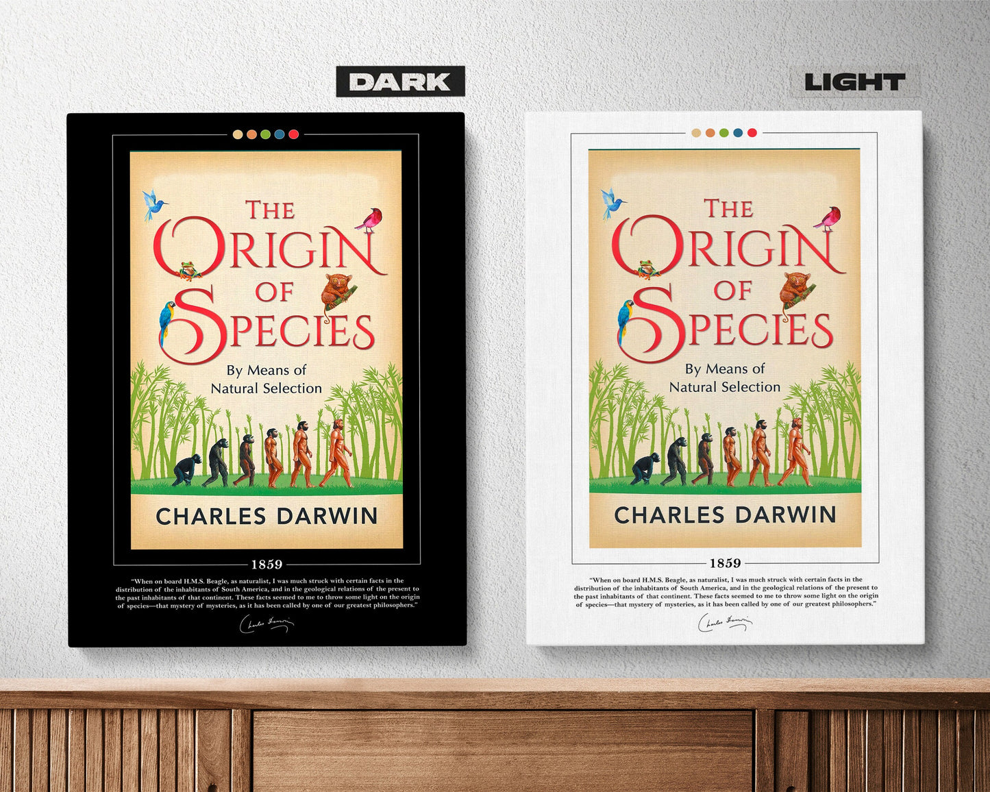 The Origin of Species Book Cover Poster | Charles Darwin, Origin of Species Poster, Book Posters, Book Art, Canvas Wall Art, Book Lover Gift