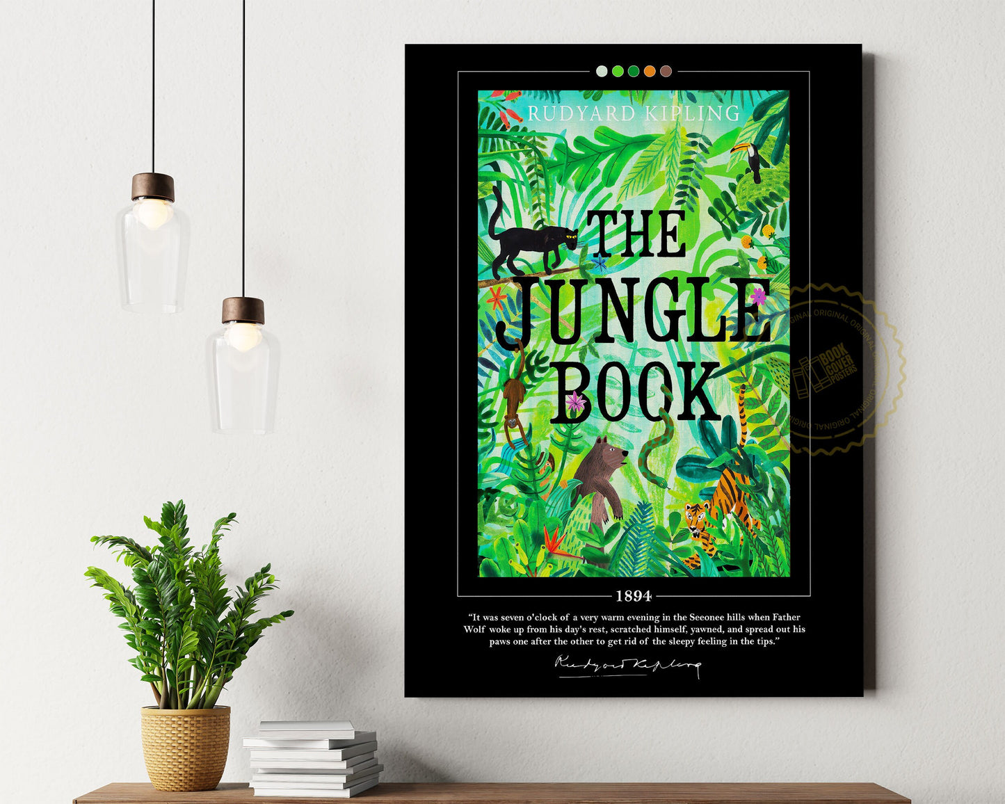 The Jungle Book Book Cover Poster | Rudyard Kipling, Jungle Book Poster, Jungle Book Print, Book Posters, Canvas Wall Art, Book Lover Gift