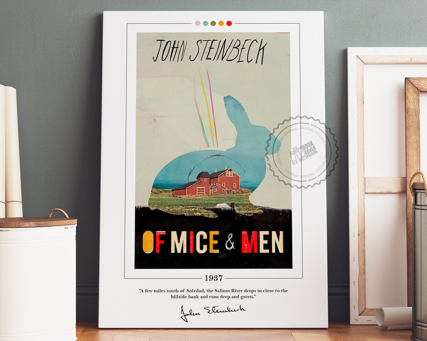 Of Mice and Men Book Cover Poster | John Steinbeck, Of Mice and Men Poster, Of Mice and Men Print, Book Posters, Book Art, Canvas Wall Art