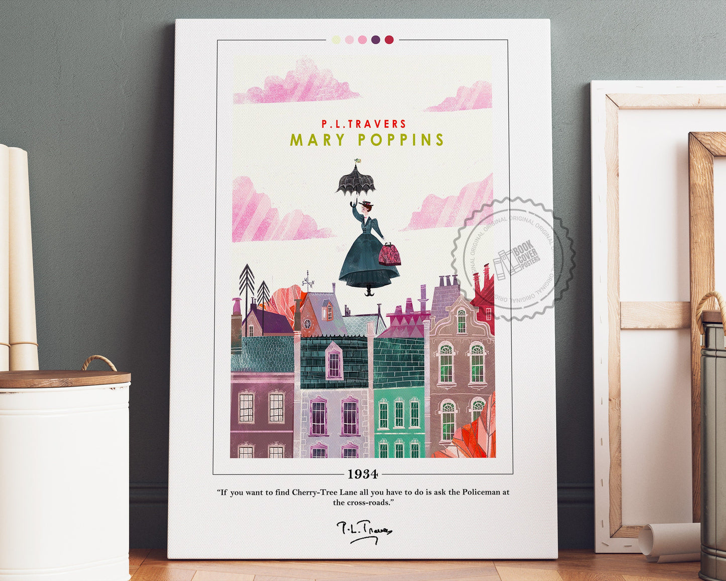 Mary Poppins Book Cover Poster | P. L. Travers, Mary Poppins Poster, Mary Poppins Print, Book Posters, Book Art, Book Lover Gift