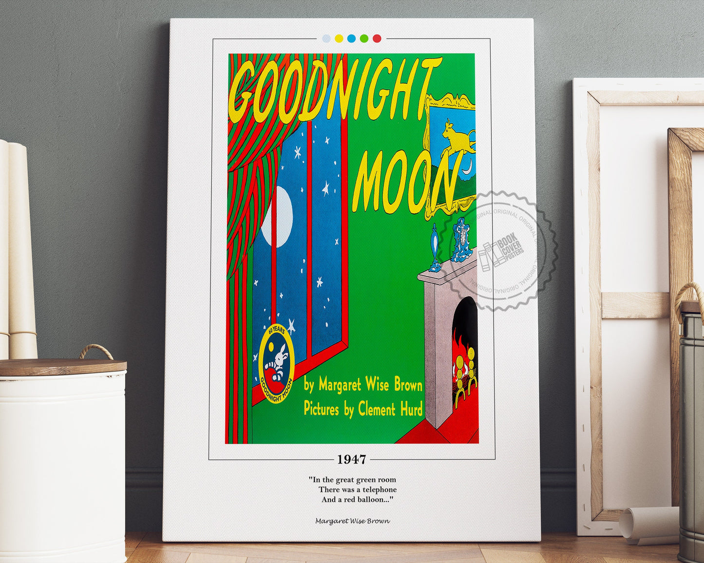 Goodnight Moon Book Cover Poster | Margaret Wise Brown, Goodnight Moon Poster, Goodnight Moon Print, Book Posters, Book Art, Book Lover Gift