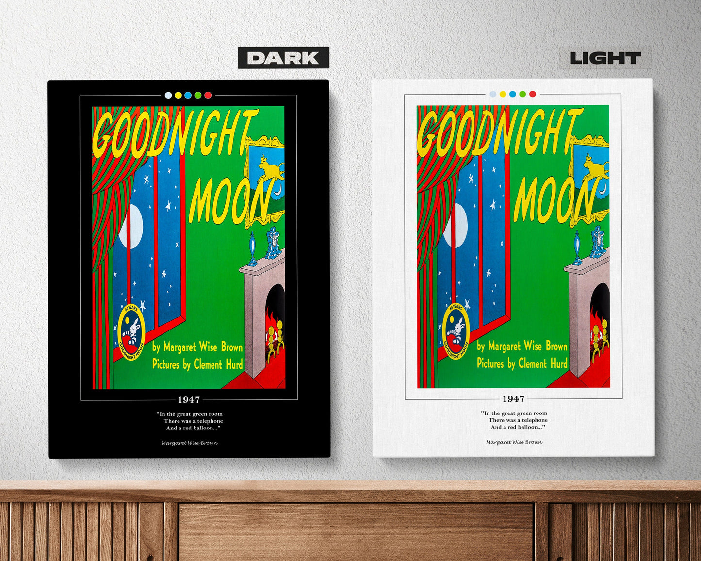 Goodnight Moon Book Cover Poster | Margaret Wise Brown, Goodnight Moon Poster, Goodnight Moon Print, Book Posters, Book Art, Book Lover Gift