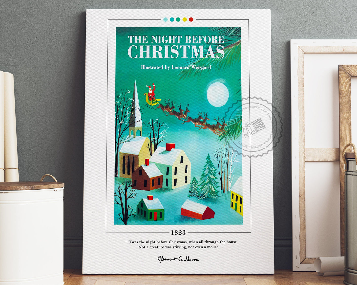 The Night Before Christmas Book Cover Poster | Clement Clarke Moore, Night Before Christmas Poster, Book Posters, Book Art, Book Lover Gift