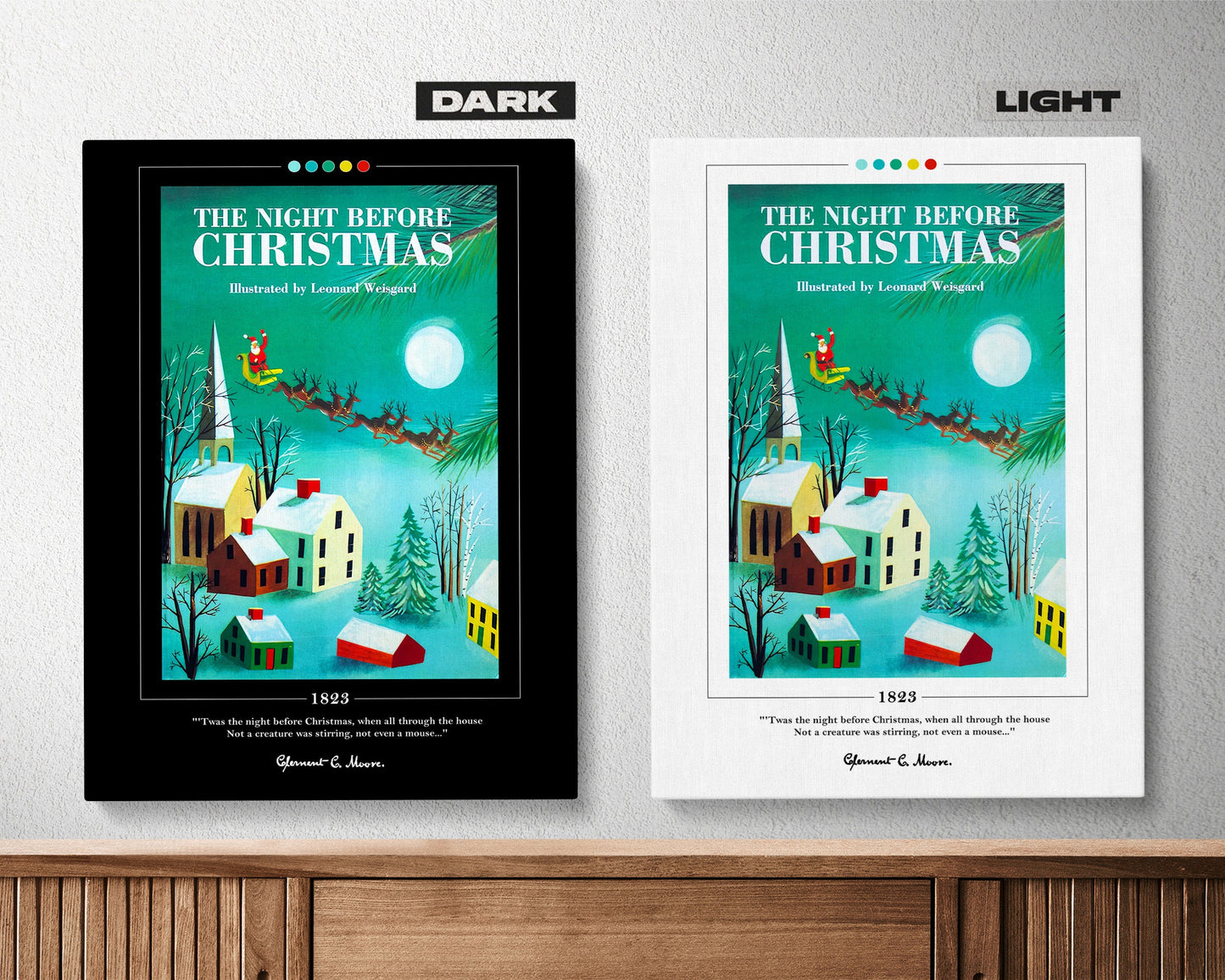 The Night Before Christmas Book Cover Poster | Clement Clarke Moore, Night Before Christmas Poster, Book Posters, Book Art, Book Lover Gift