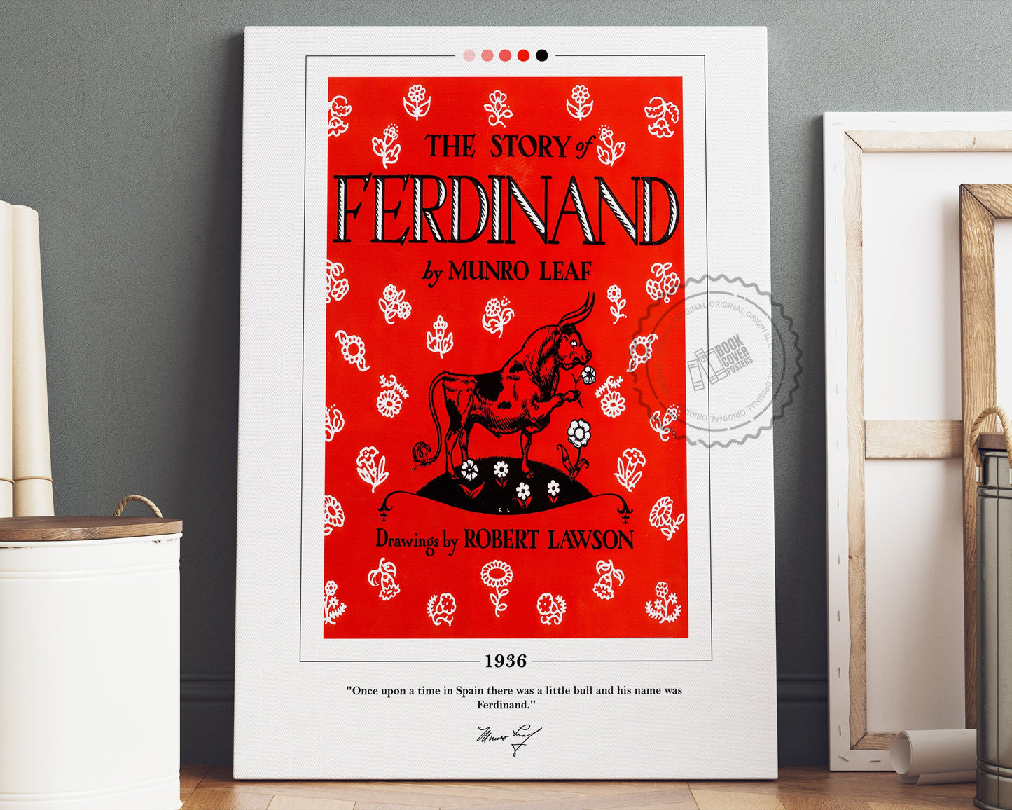 The Story of Ferdinand Book Cover Poster | Munro Leaf, The Story of Ferdinand Poster, Book Posters, Canvas Wall Art, Book Lover Gift