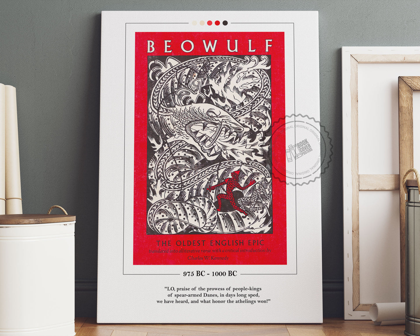 Beowulf Book Cover Poster | Beowulf Poster, Beowulf Print, Book Posters, Book Prints, Book Art, Beowulf Canvas Wall Art, Book Lover Gift