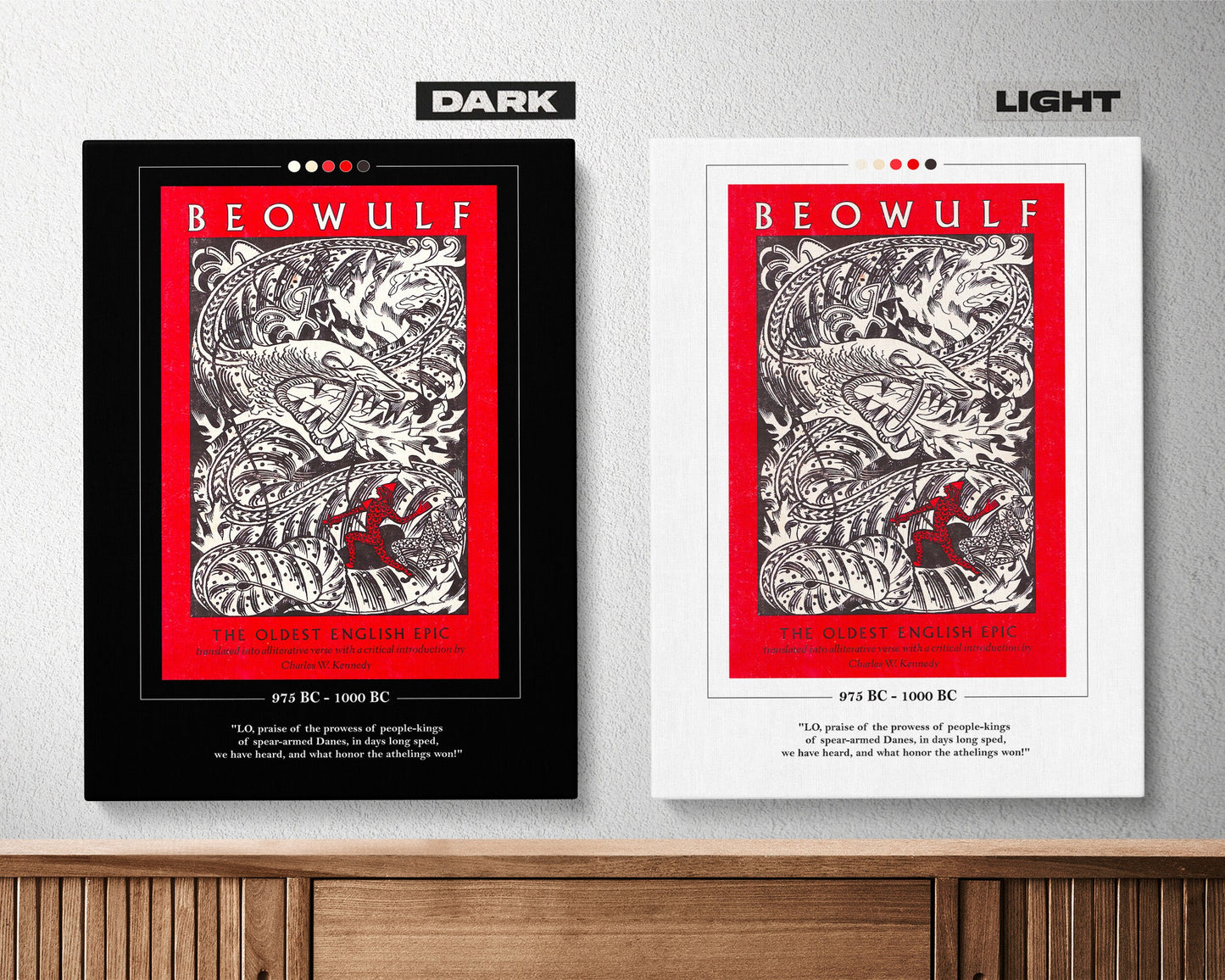 Beowulf Book Cover Poster | Beowulf Poster, Beowulf Print, Book Posters, Book Prints, Book Art, Beowulf Canvas Wall Art, Book Lover Gift