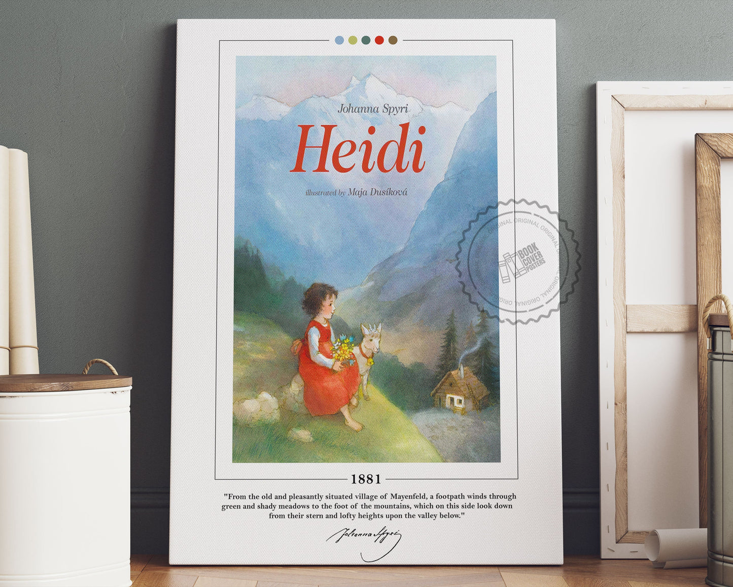 Heidi Book Cover Poster | Johanna Spyri, Heidi Poster, Heidi Print, Book Posters, Book Prints, Book Art, Canvas Wall Art, Book Lover Gift