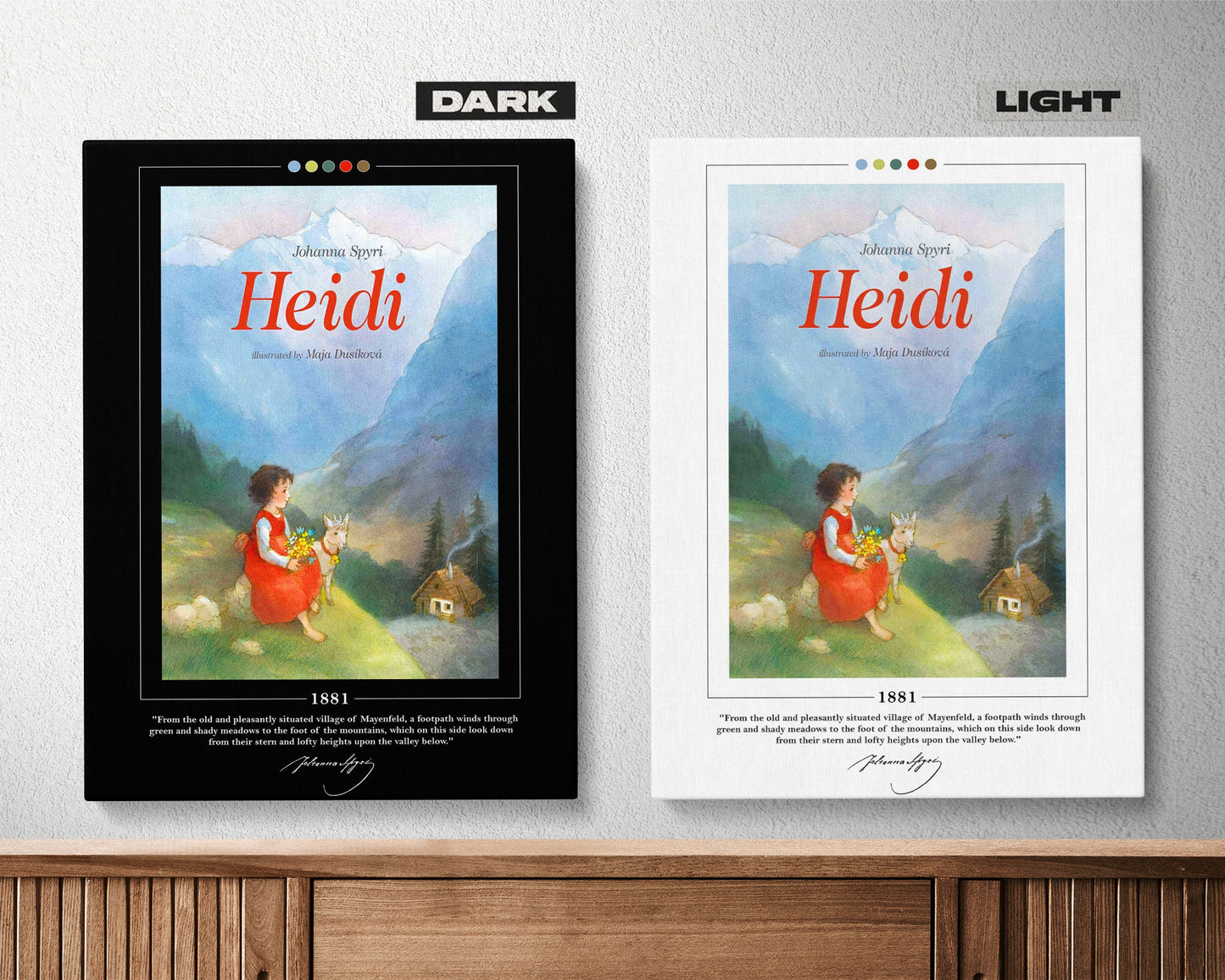 Heidi Book Cover Poster | Johanna Spyri, Heidi Poster, Heidi Print, Book Posters, Book Prints, Book Art, Canvas Wall Art, Book Lover Gift