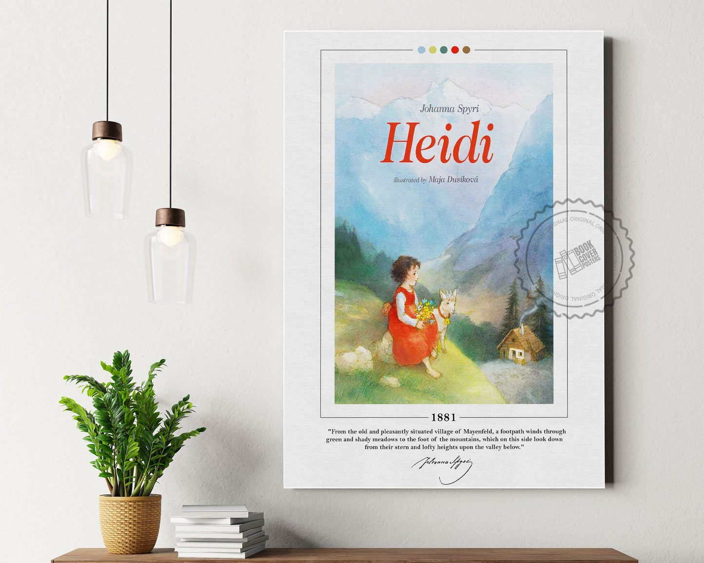 Heidi Book Cover Poster | Johanna Spyri, Heidi Poster, Heidi Print, Book Posters, Book Prints, Book Art, Canvas Wall Art, Book Lover Gift