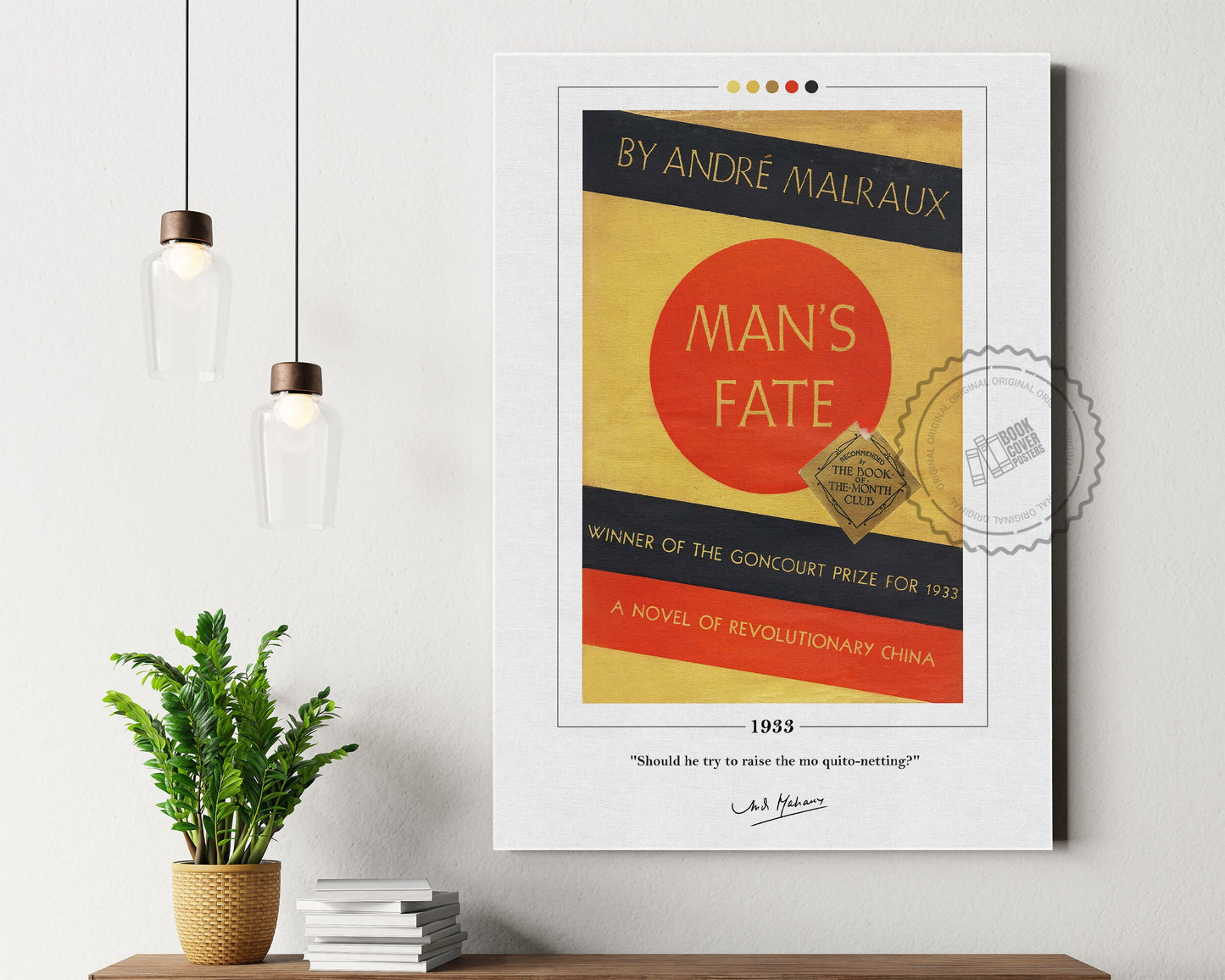 Man's Fate Book Cover Poster | Andre Malraux, Man's Fate Poster, Man's Fate Print, Book Posters, Book Art, Canvas Wall Art, Book Lover Gift
