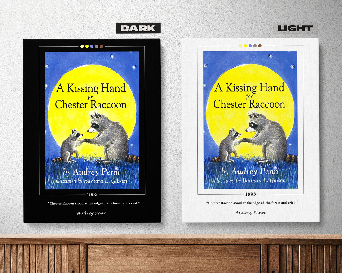 The Kissing Hand for Chester Raccoon Book Cover Poster | Audrey Penn, The Kissing Hand Poster, Book Poster, Canvas Wall Art, Book Lover Gift