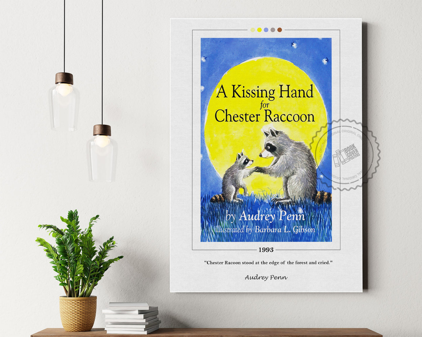 The Kissing Hand for Chester Raccoon Book Cover Poster | Audrey Penn, The Kissing Hand Poster, Book Poster, Canvas Wall Art, Book Lover Gift