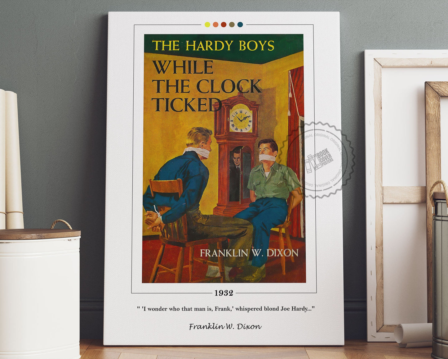While the Clock Ticked Book Cover Poster | Franklin W. Dixon, While the Clock Ticked Poster, Book Posters, Canvas Wall Art, Book Lover Gift