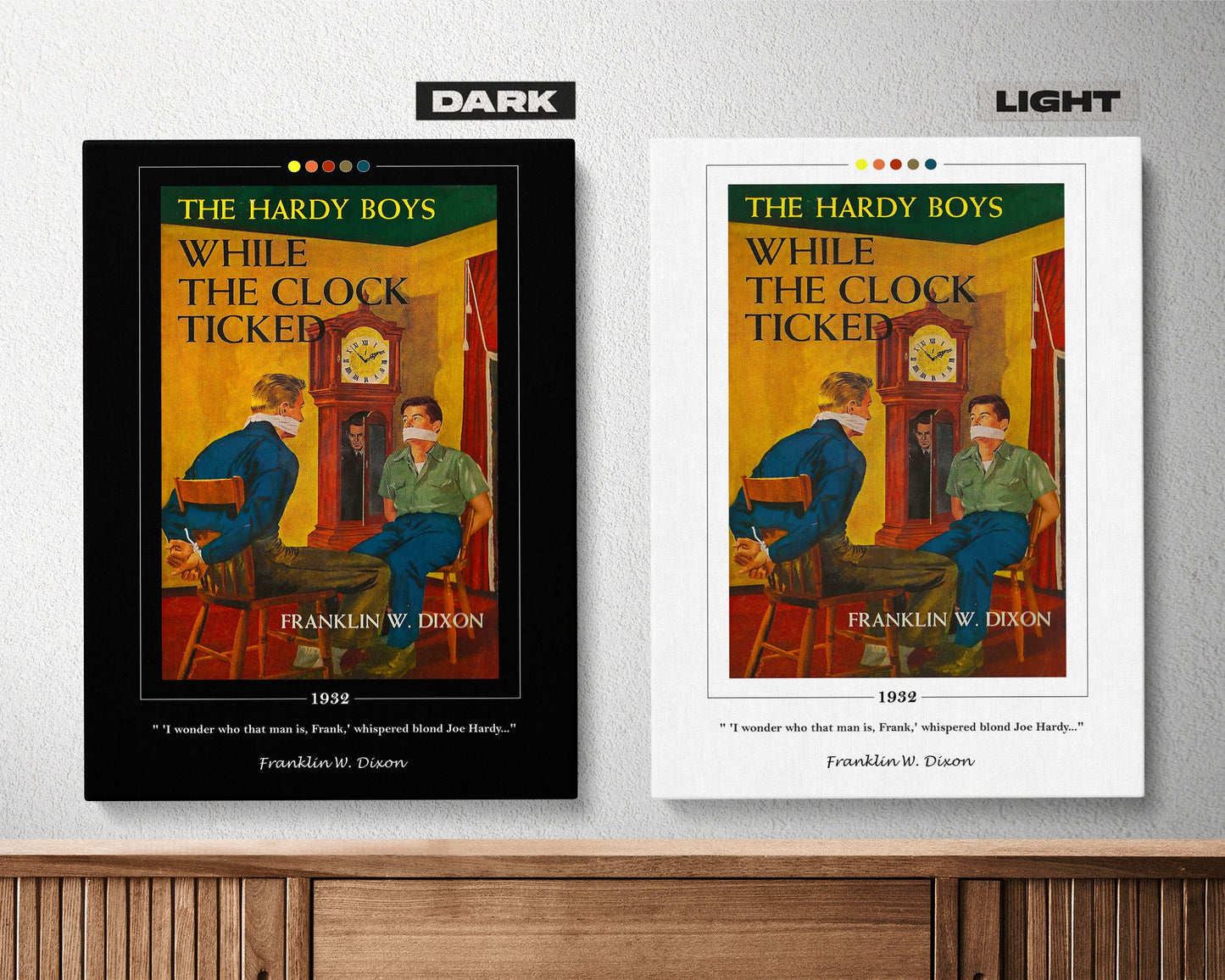 While the Clock Ticked Book Cover Poster | Franklin W. Dixon, While the Clock Ticked Poster, Book Posters, Canvas Wall Art, Book Lover Gift