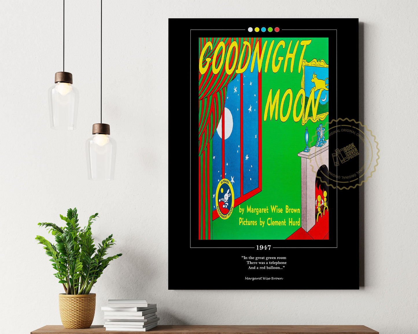 Goodnight Moon Book Cover Poster | Margaret Wise Brown, Goodnight Moon Poster, Goodnight Moon Print, Book Posters, Book Art, Book Lover Gift