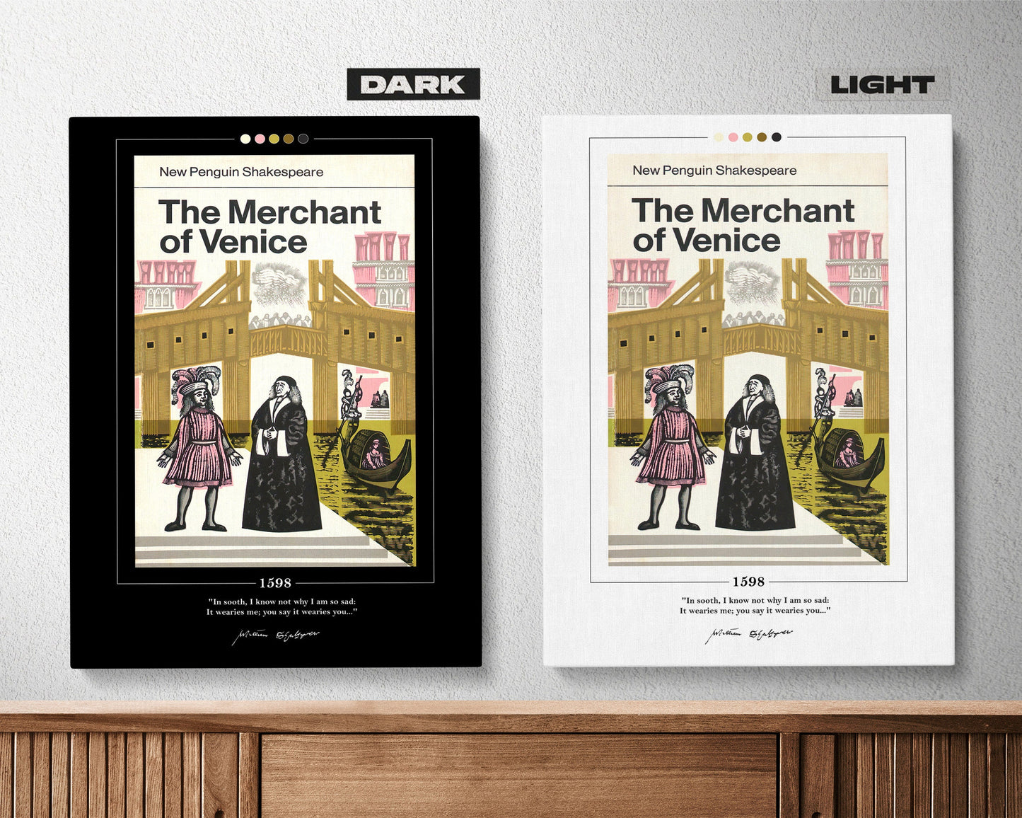 The Merchant of Venice Book Cover Poster | William Shakespeare, The Merchant of Venice Poster, Book Poster, Canvas Wall Art, Book Lover Gift
