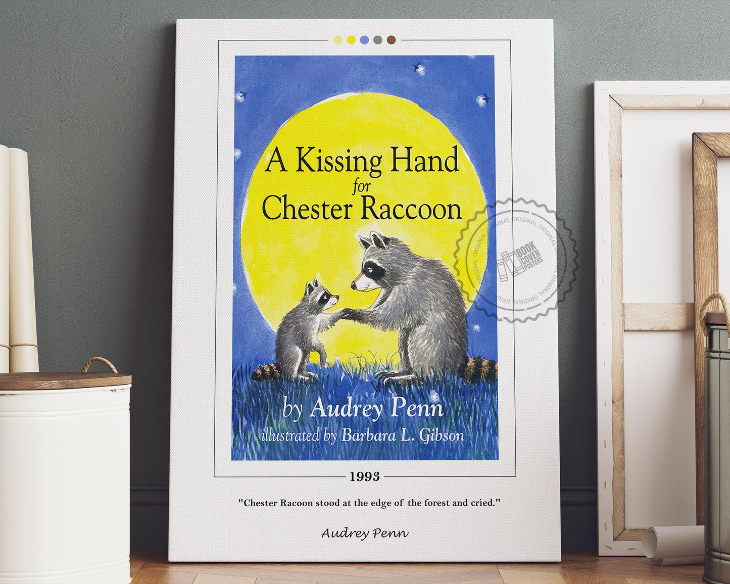 The Kissing Hand for Chester Raccoon Book Cover Poster | Audrey Penn, The Kissing Hand Poster, Book Poster, Canvas Wall Art, Book Lover Gift