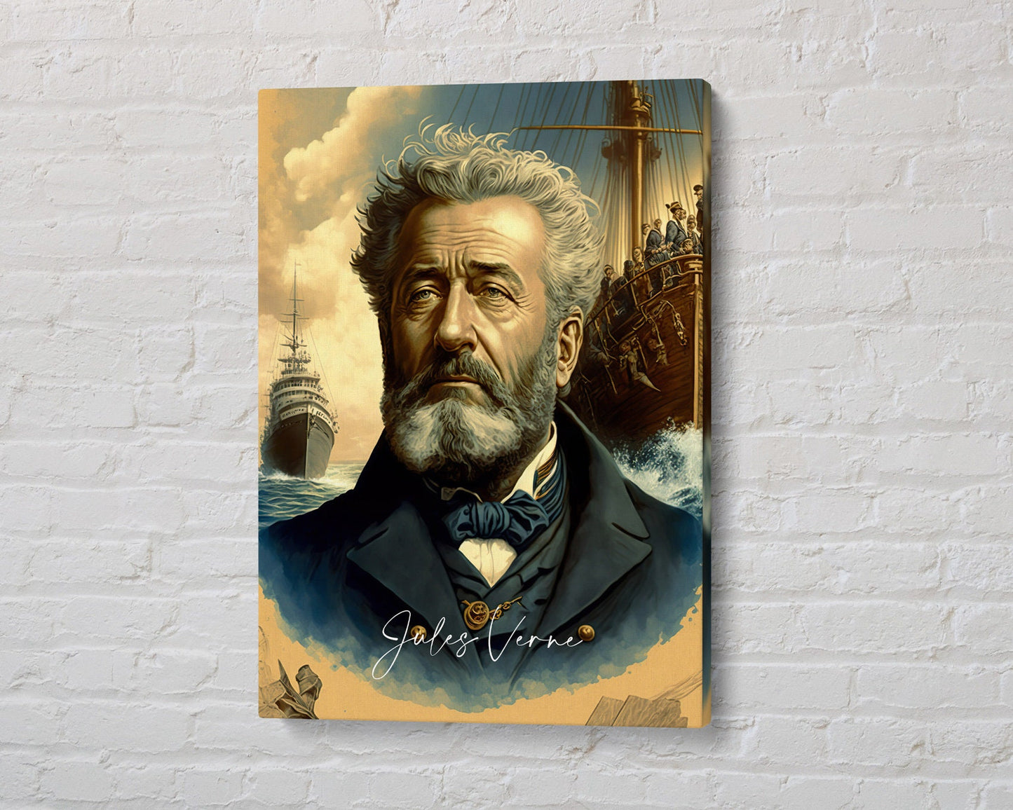 Jules Verne Poster Canvas | Jules Verne Canvas Wall Art, Jules Verne Print, Book Posters, Book Art, Book Lover Gift