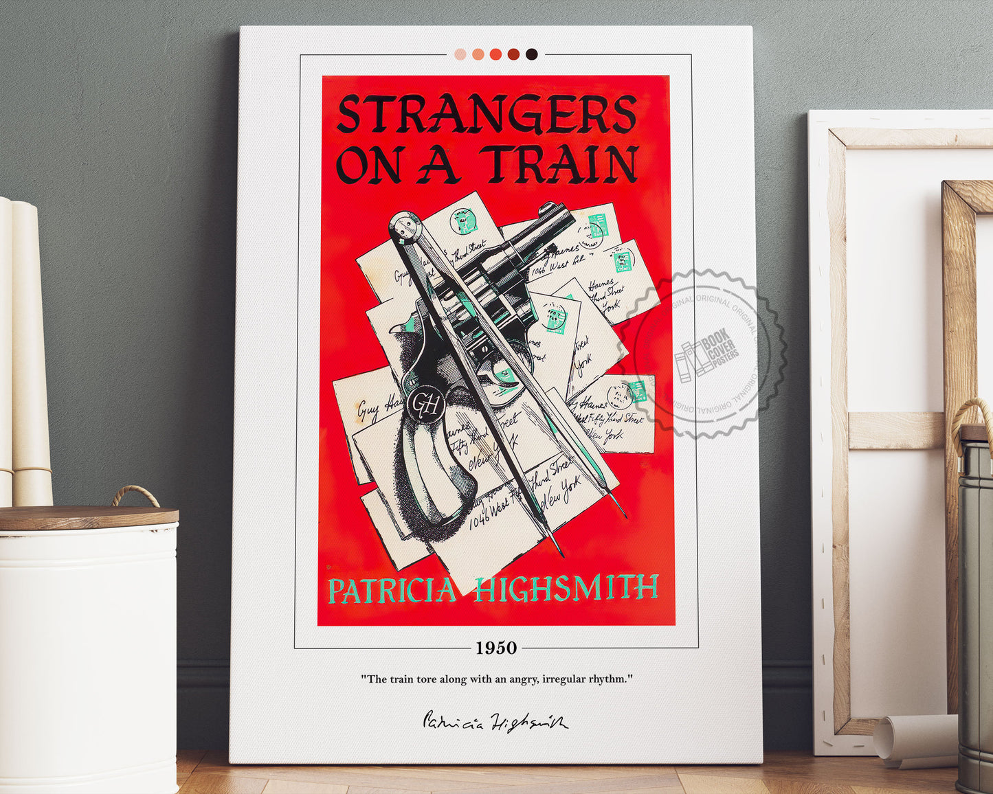 Strangers on a Train Book Cover Poster | Patricia Highsmith, Strangers on a Train Poster, Book Posters, Book Art, Book Lover Gift