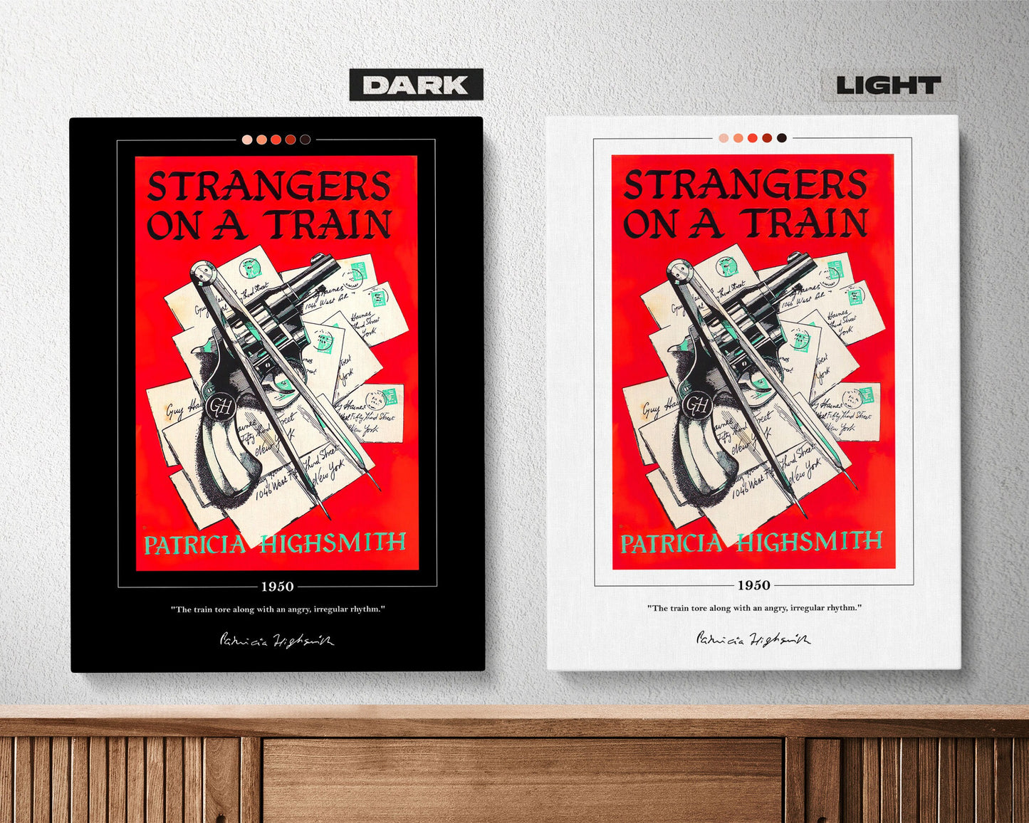Strangers on a Train Book Cover Poster | Patricia Highsmith, Strangers on a Train Poster, Book Posters, Book Art, Book Lover Gift