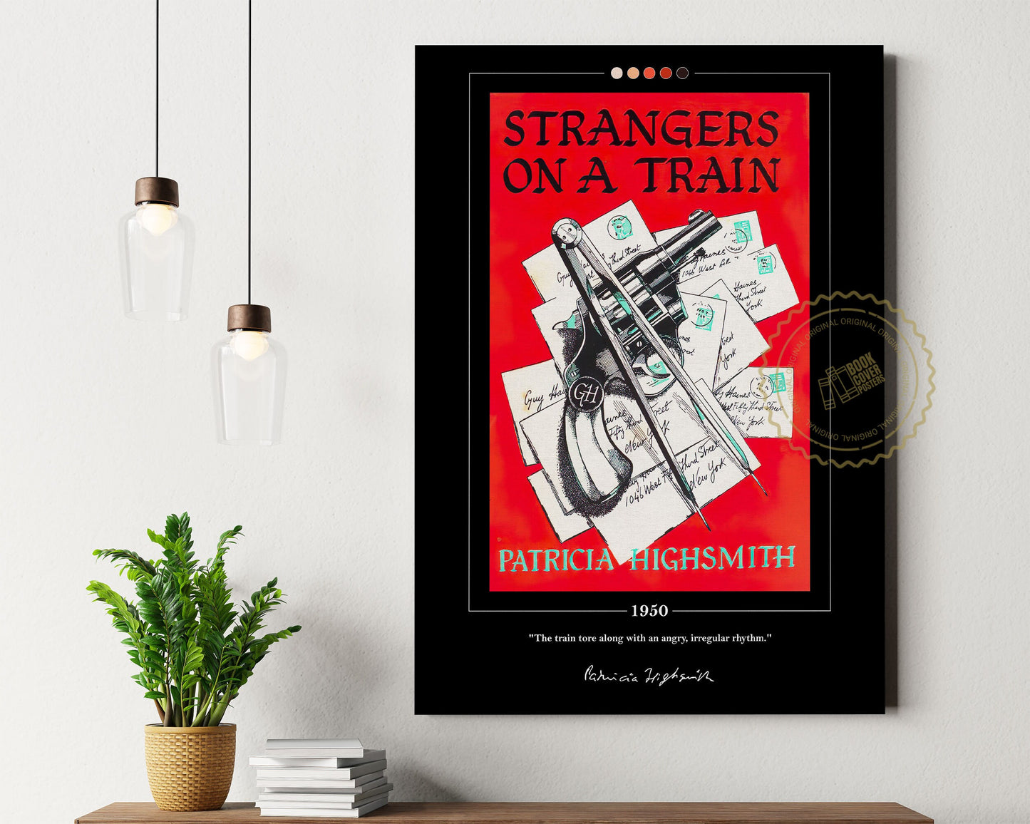 Strangers on a Train Book Cover Poster | Patricia Highsmith, Strangers on a Train Poster, Book Posters, Book Art, Book Lover Gift