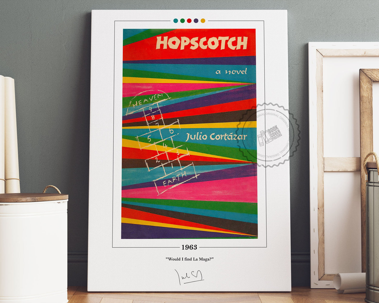 Hopscotch Book Cover Poster | Julio Cortazar, Hopscotch Poster, Hopscotch Print, Book Posters, Book Art, Canvas Wall Art, Book Lover Gift