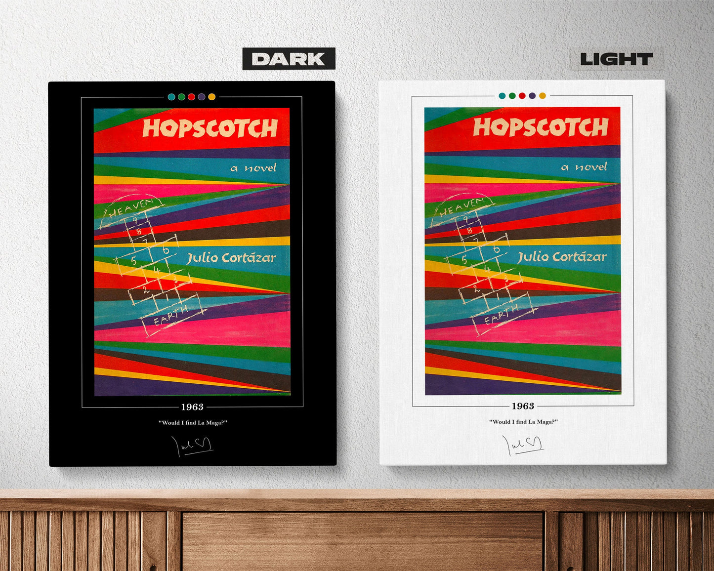Hopscotch Book Cover Poster | Julio Cortazar, Hopscotch Poster, Hopscotch Print, Book Posters, Book Art, Canvas Wall Art, Book Lover Gift