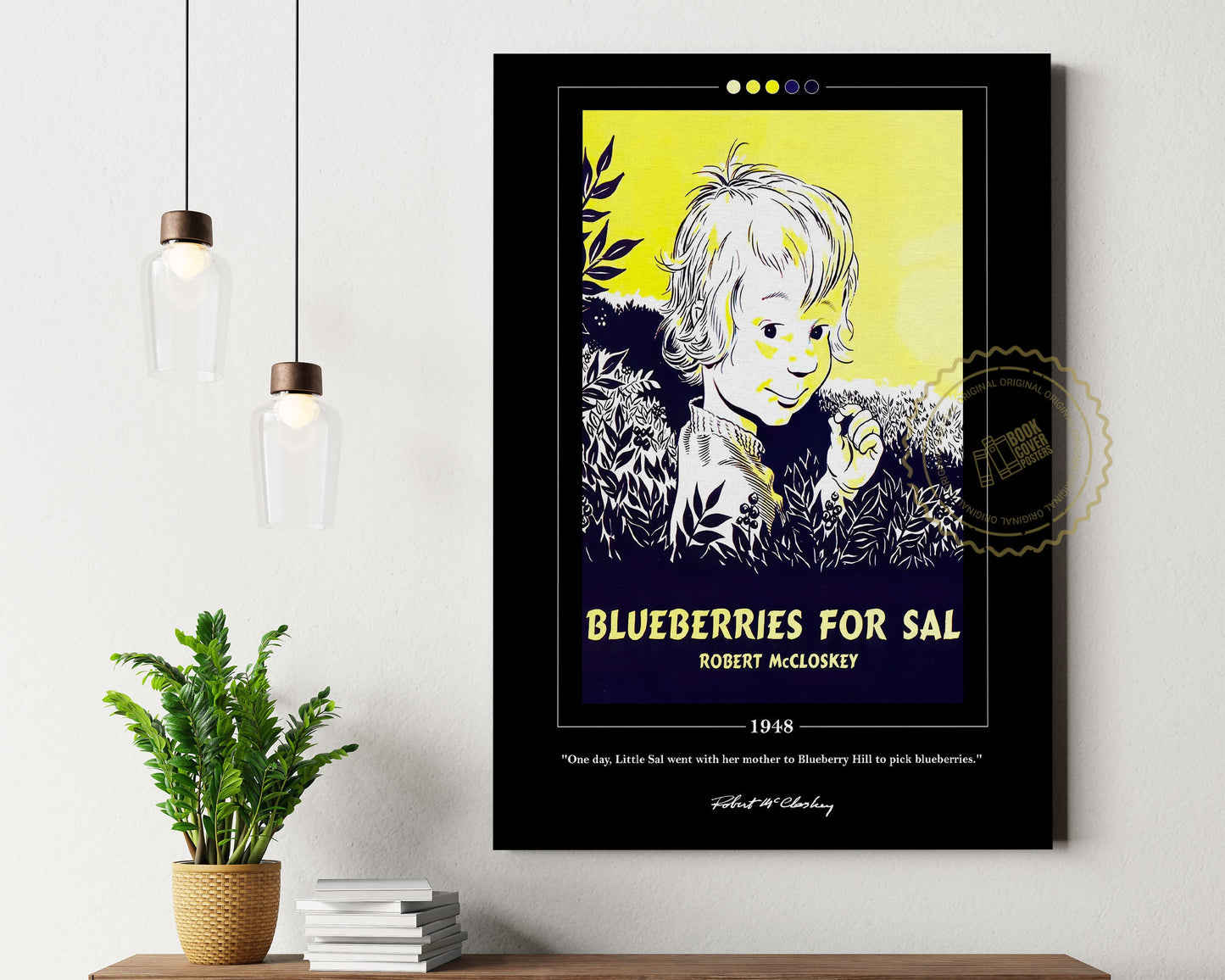 Blueberries for Sal Book Cover Poster | Robert McCloskey, Blueberries for Sal Poster, Book Posters, Canvas Wall Art, Book Lover Gift