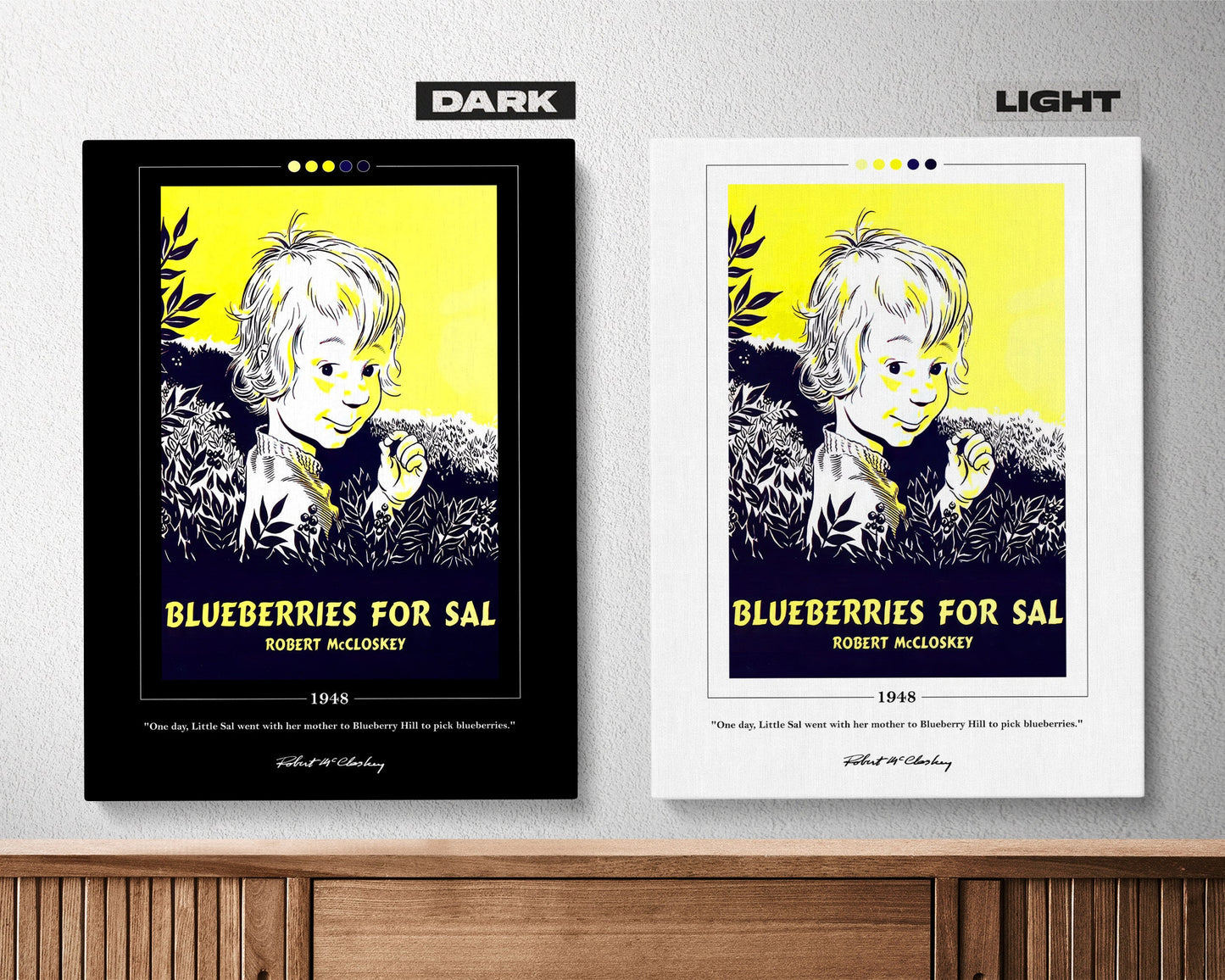 Blueberries for Sal Book Cover Poster | Robert McCloskey, Blueberries for Sal Poster, Book Posters, Canvas Wall Art, Book Lover Gift