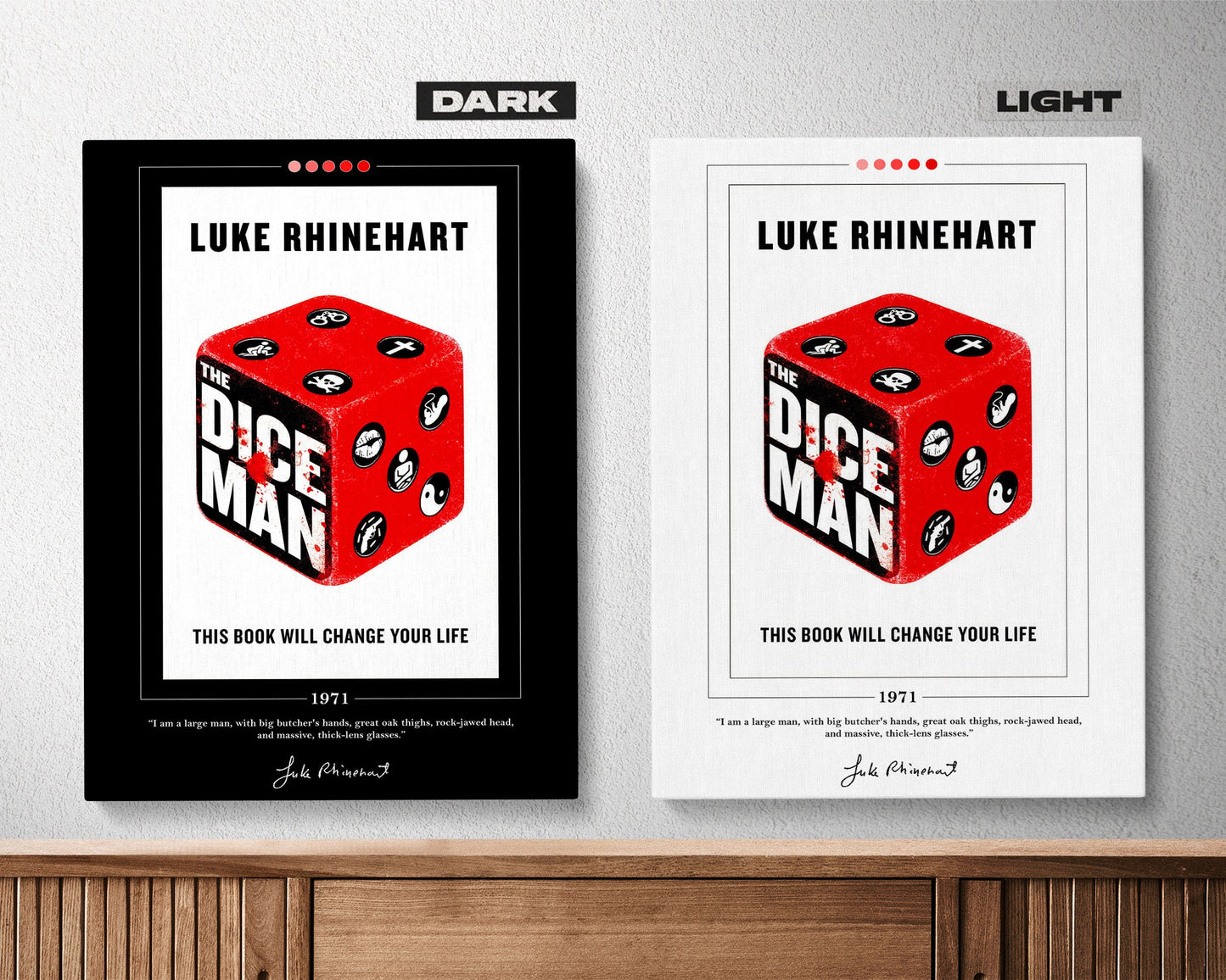 The Dice Man Book Cover Poster | Luke Rhinehart, Dice Man Poster, Dice Man Print, Book Posters, Canvas Wall Art, Book Art, Book Lover Gift