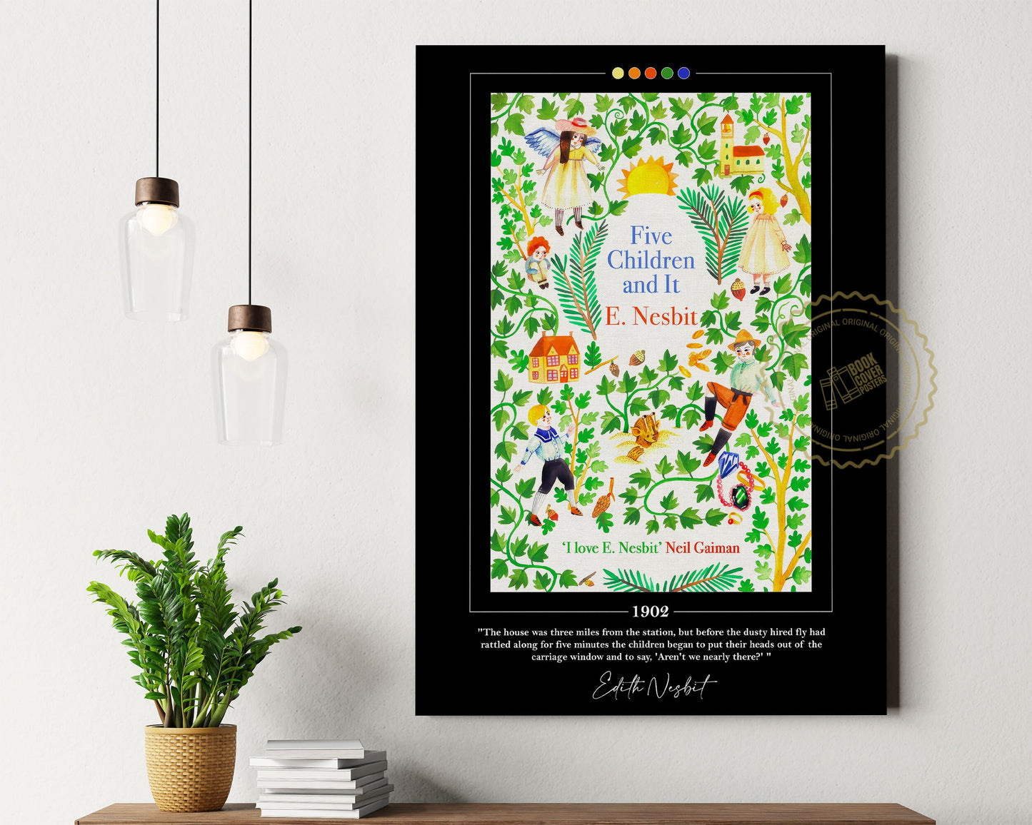 Five Children and It Book Cover Poster | E. Nesbit, Five Children and It Poster, Book Posters, Book Art, Canvas Wall Art, Book Lover Gift