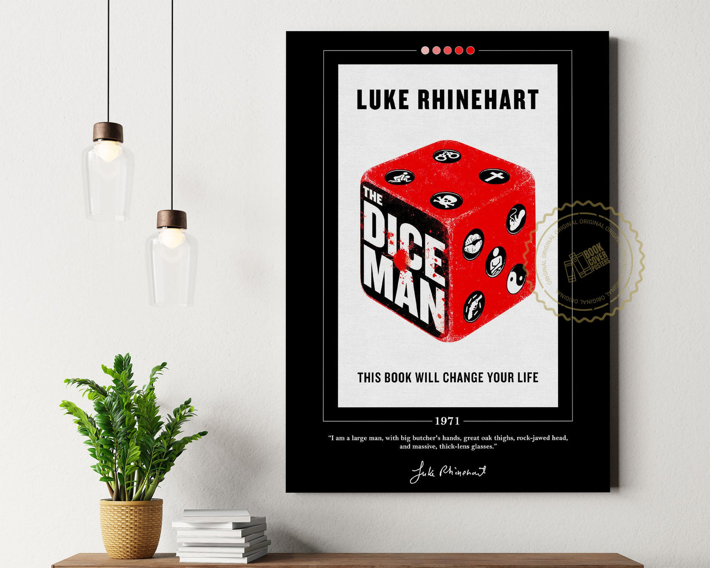 The Dice Man Book Cover Poster | Luke Rhinehart, Dice Man Poster, Dice Man Print, Book Posters, Canvas Wall Art, Book Art, Book Lover Gift