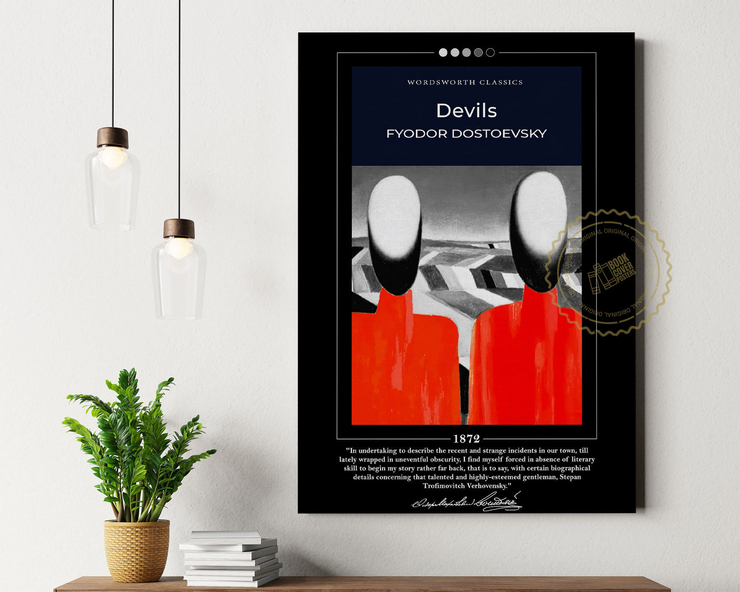Devils Book Cover Poster | Fyodor Dostoevsky, Devils Poster, Devils Print, Book Posters, Canvas Wall Art, Book Art, Book Lover Gift