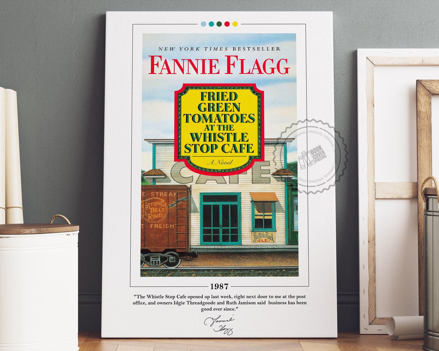 Fried Green Tomatoes at the Whistle Stop Cafe Book Cover Poster | Fannie Flagg, Book Posters, Canvas Wall Art, Book Art, Book Lover Gift