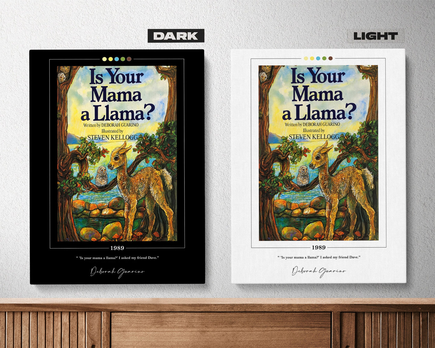 Is Your Mama a Llama Book Cover Poster | Deborah Guarino, Is Your Mama a Llama Poster, Book Posters, Canvas Wall Art, Book Lover Gift