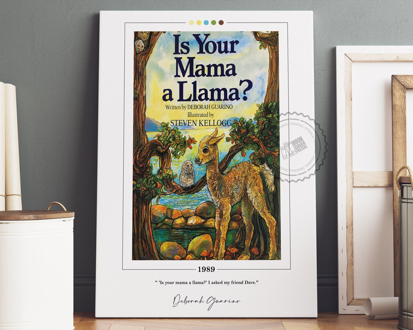 Is Your Mama a Llama Book Cover Poster | Deborah Guarino, Is Your Mama a Llama Poster, Book Posters, Canvas Wall Art, Book Lover Gift