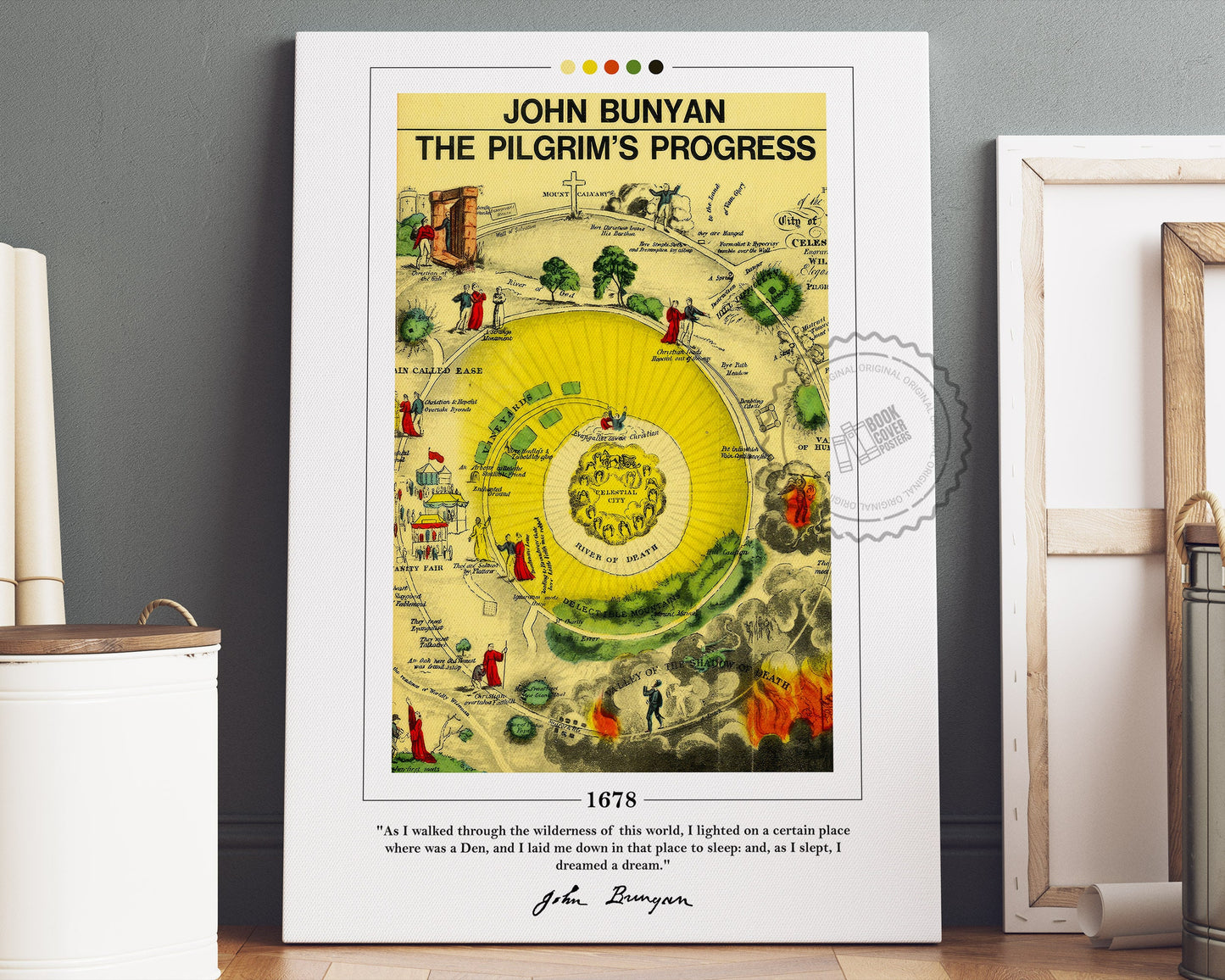 The Pilgrim's Progress Book Cover Poster | John Bunyan, The Pilgrim's Progress Poster, Book Posters, Canvas Wall Art, Book Lover Gift