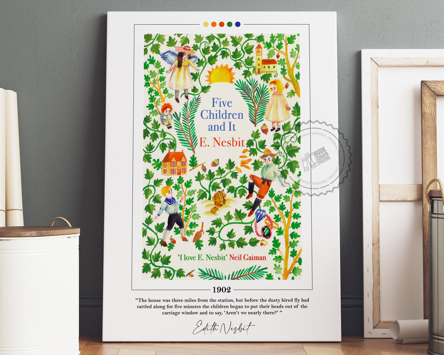 Five Children and It Book Cover Poster | E. Nesbit, Five Children and It Poster, Book Posters, Book Art, Canvas Wall Art, Book Lover Gift