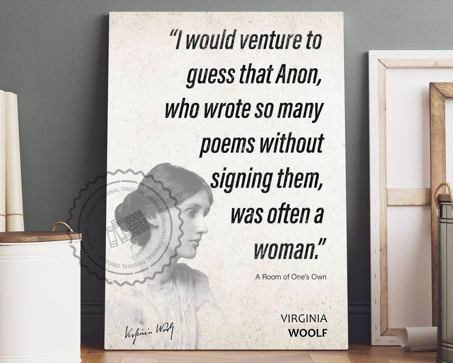 Virginia Woolf Quote Wall Art | "Anon" A Room of One's Own Quote Poster, Quote Print, Quote Art, Book Quotes, Book Lover Gift